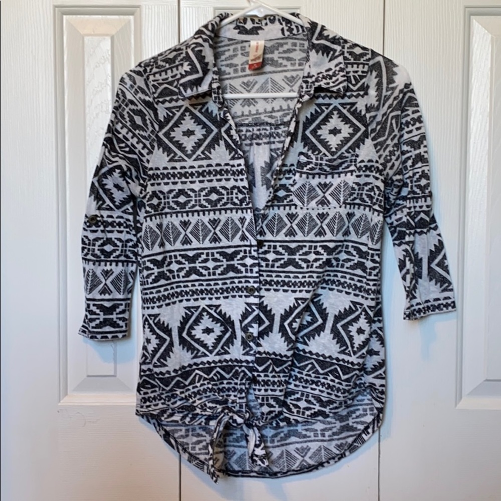 No Boundaries tribal print button up